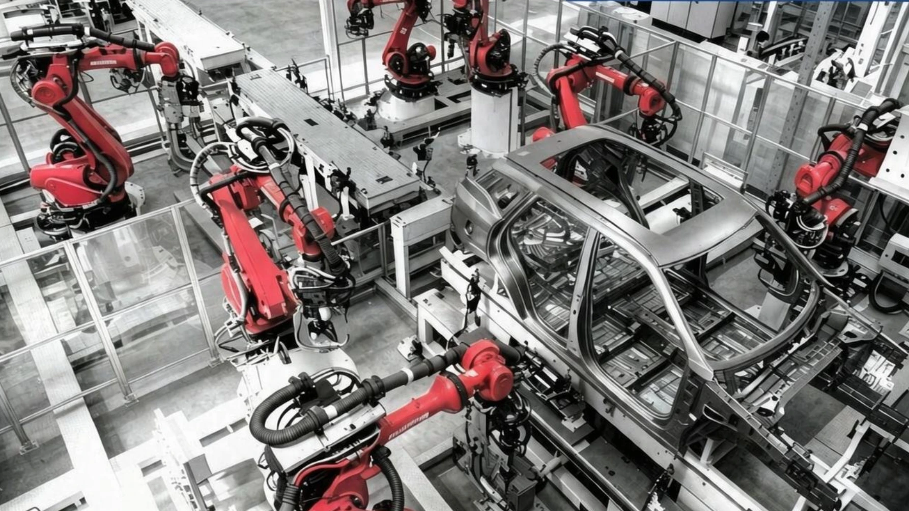 Siasun industrial robots surrounding an automobile body on the cover of the company’s 2026 half-year report.